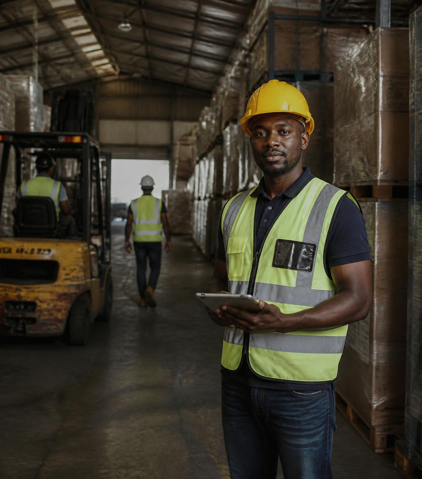 Logistics and industrial staff on an operating site in Senegal